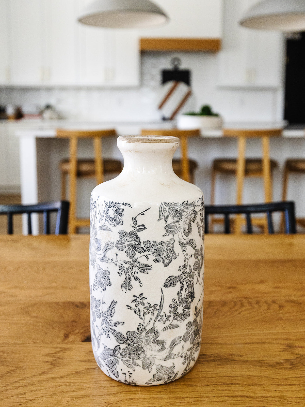 White and Gray Floral Vase - 3 Sizes