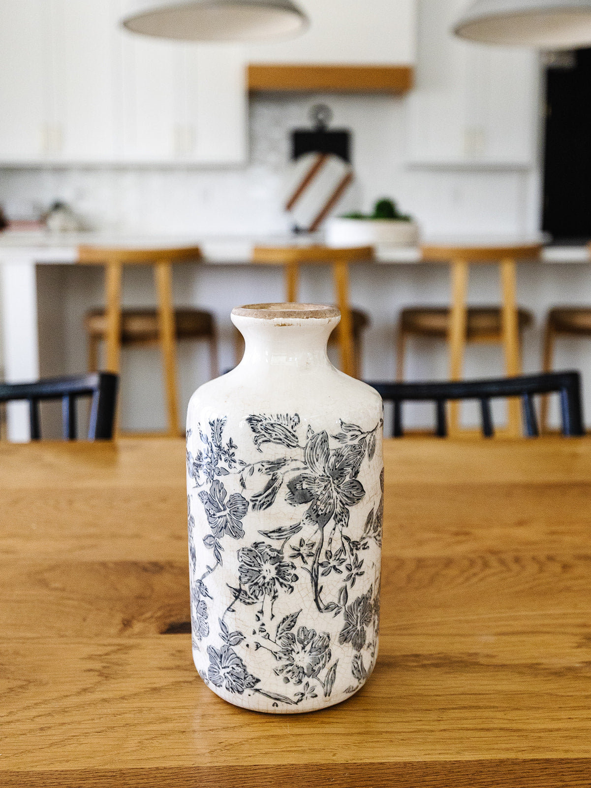 White and Gray Floral Vase - 3 Sizes