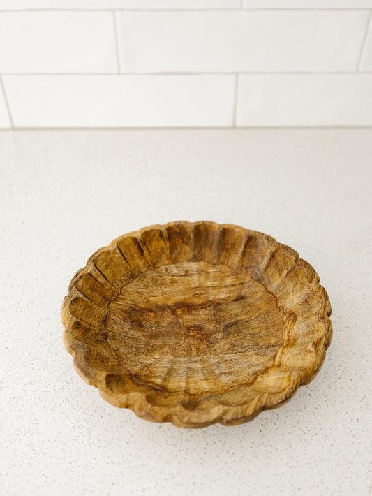 Mango Wood Scalloped Bowl