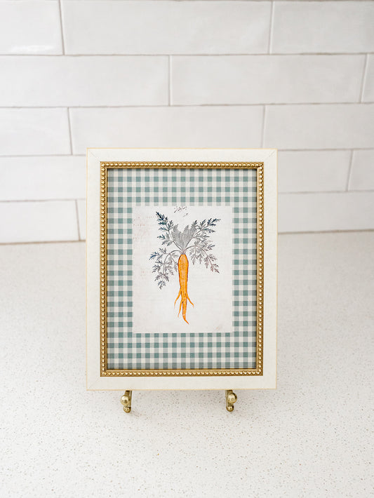 Green Gingham Carrot Framed Art - 3 Sizes