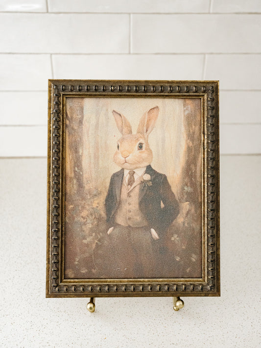 Bow Tie Bunny Canvas Art - 8x10