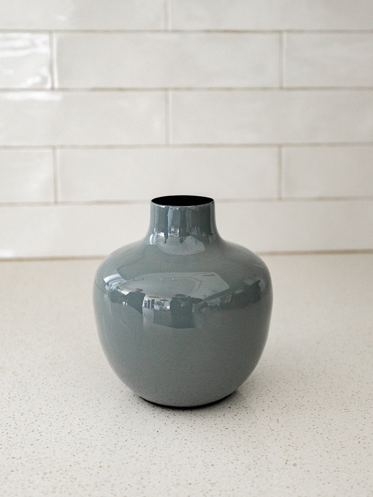 Gray Enameled Metal Vase - 3 Styles