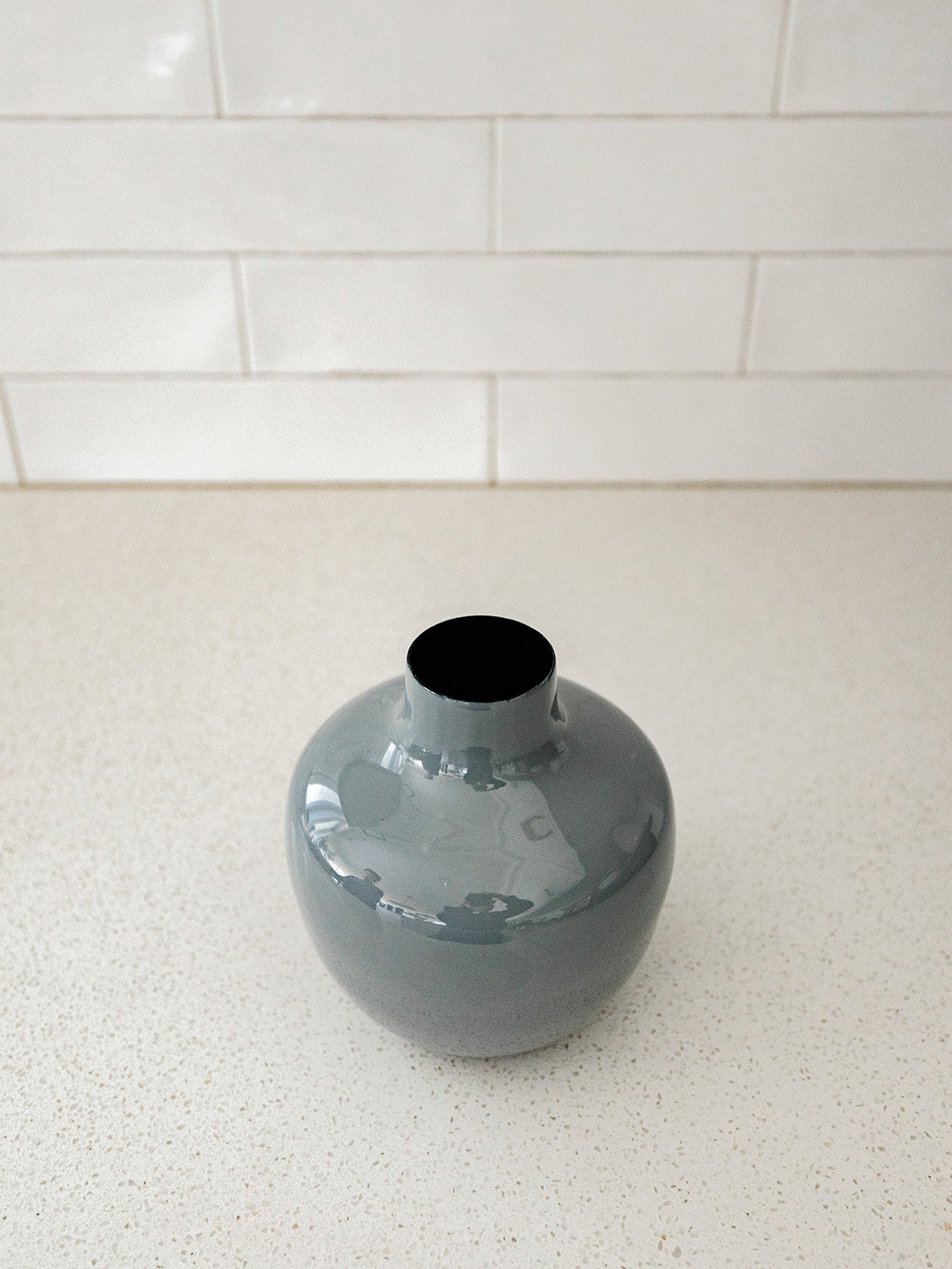 Gray Enameled Metal Vase - 3 Styles