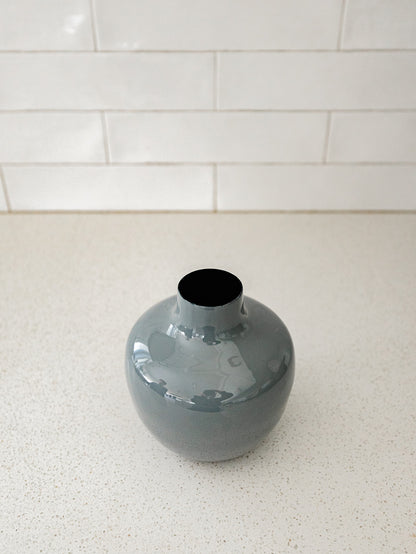 Gray Enameled Metal Vase - 3 Styles