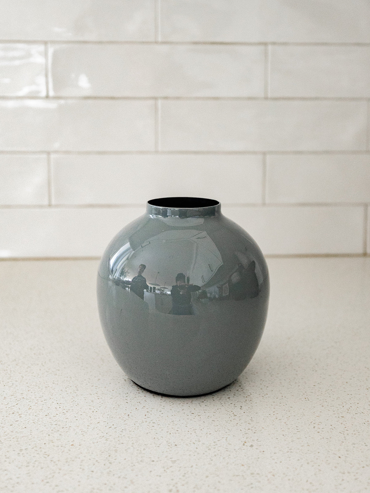 Gray Enameled Metal Vase - 3 Styles