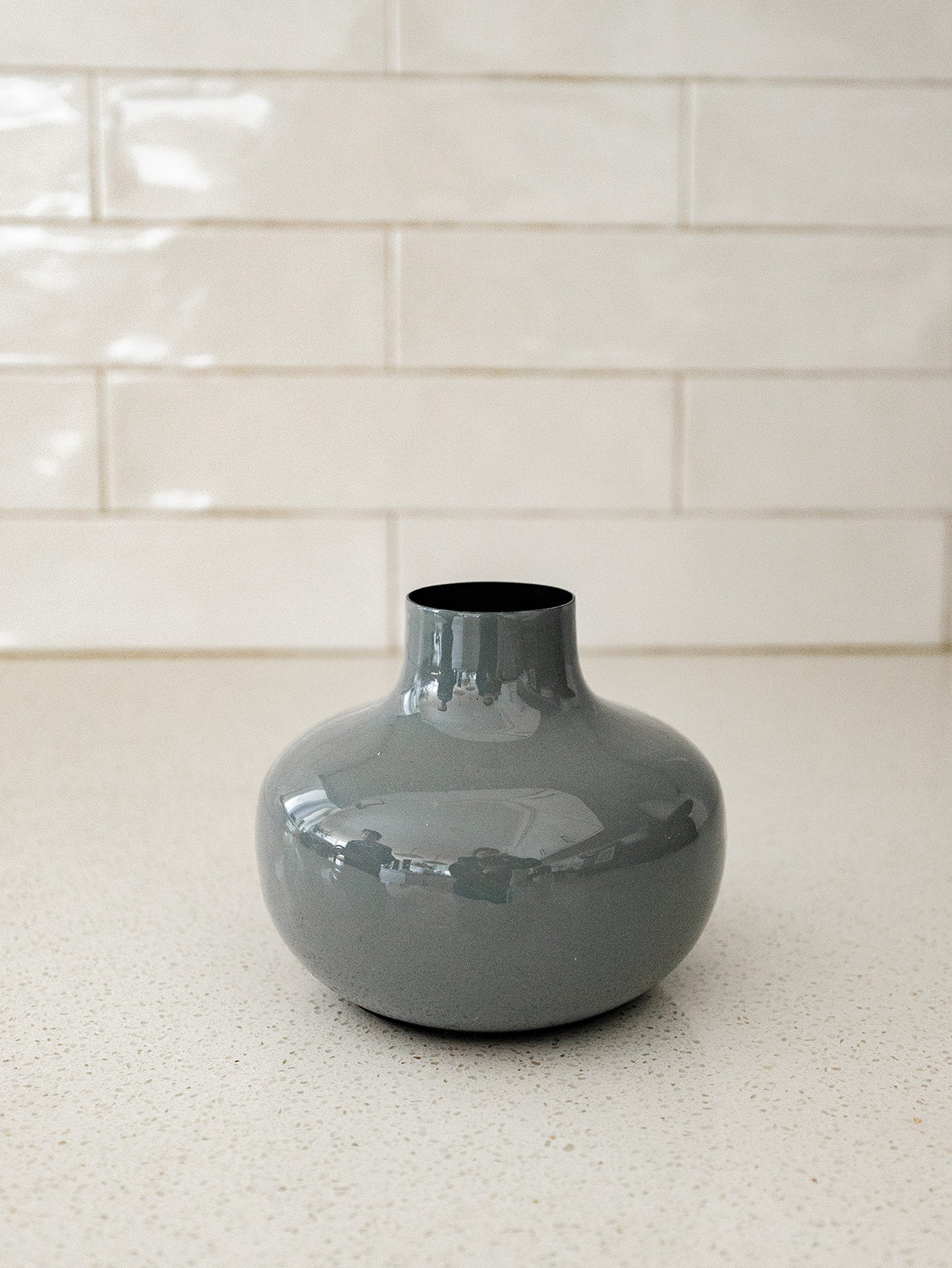 Gray Enameled Metal Vase - 3 Styles
