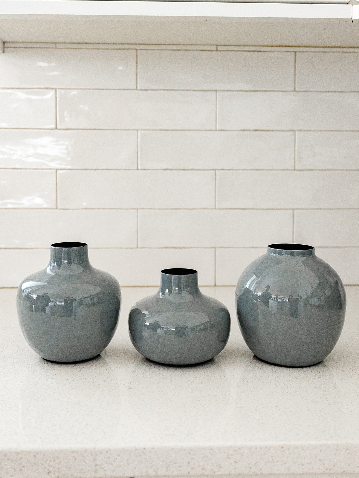 Gray Enameled Metal Vase - 3 Styles