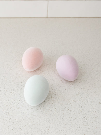 Resin Pastel Flocked Egg - Set of 3  - 3 Colors