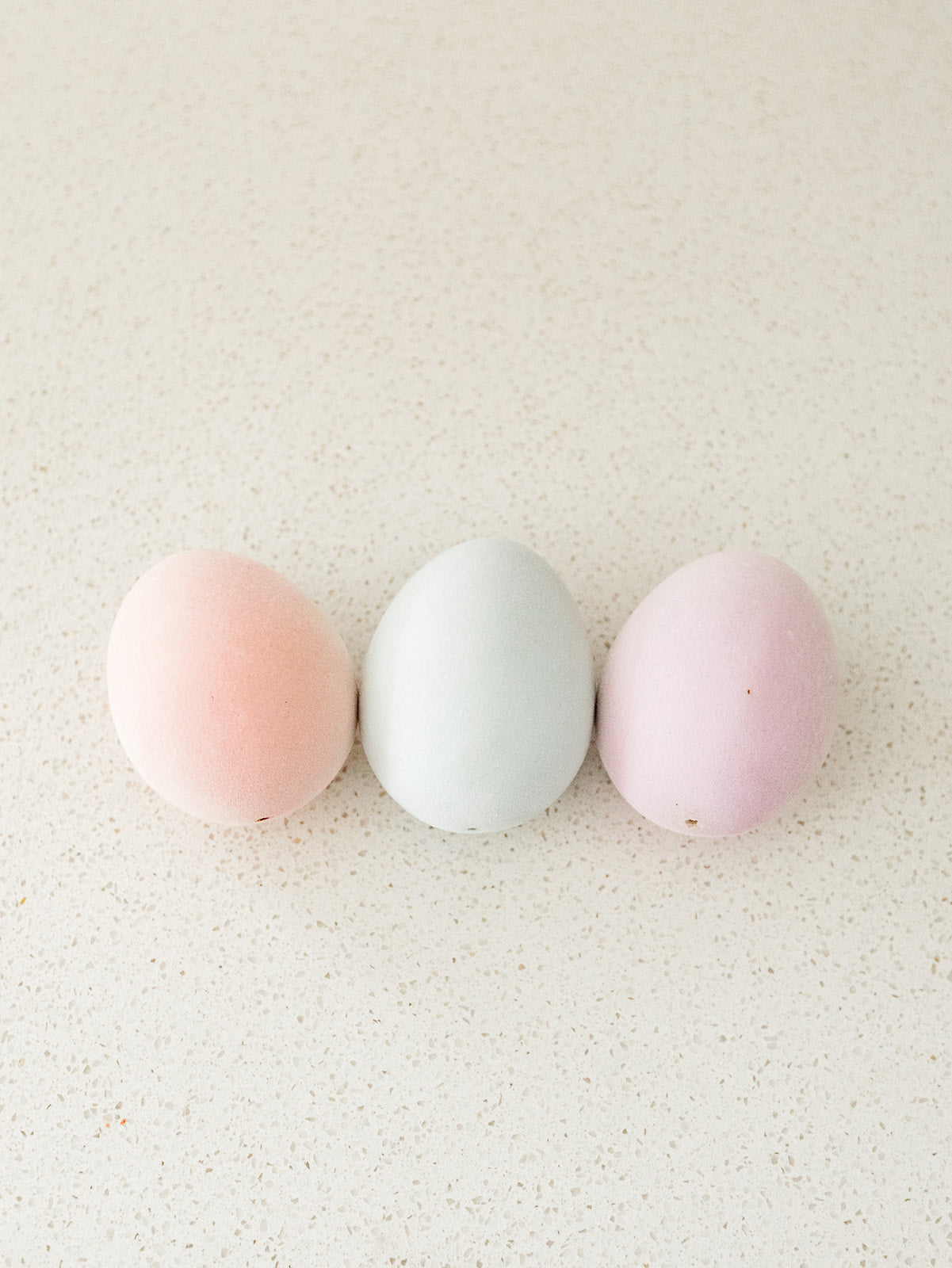 Resin Pastel Flocked Egg - Set of 3  - 3 Colors