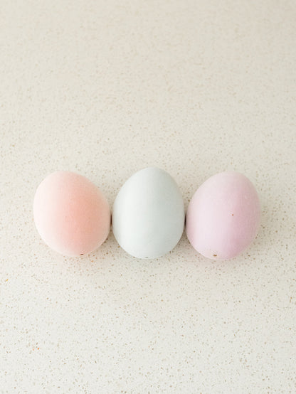 Resin Pastel Flocked Egg - Set of 3  - 3 Colors