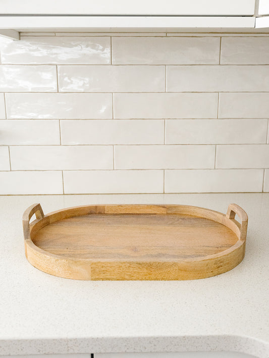 Oval Bleached Mango Wood Tray