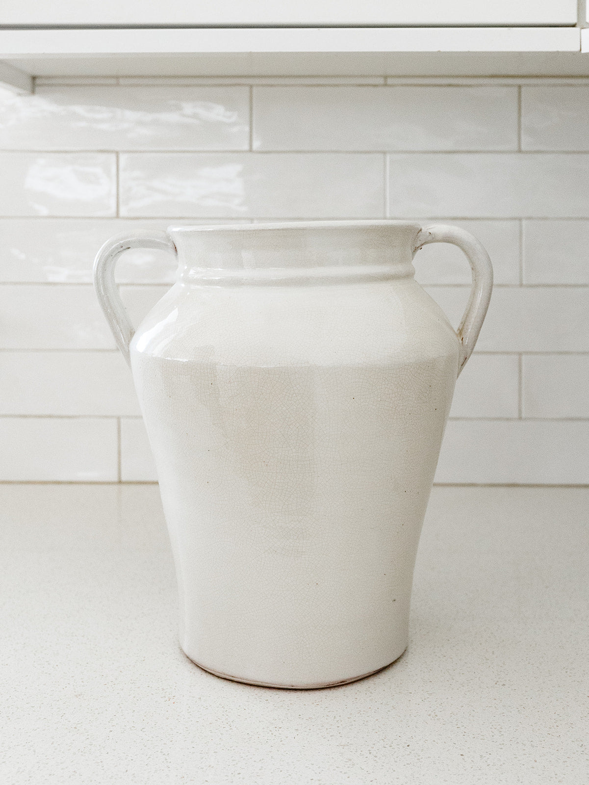 Cream Terra Cotta Two Handled Vase