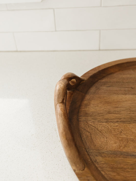 Wood Braided Handle Tray