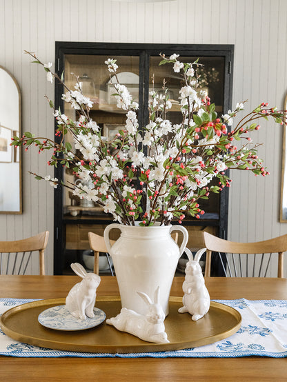 Cream Terra Cotta Two Handled Vase