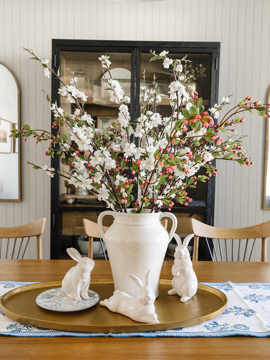 Cream Terra Cotta Two Handled Vase