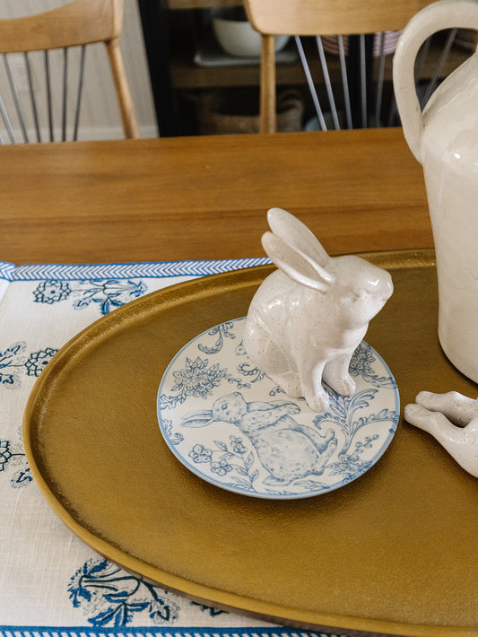 Blue and White Easter Bunny Plate - 8"