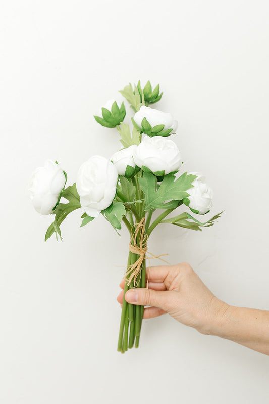 White Ranunculus Real Touch Bundle - 15"
