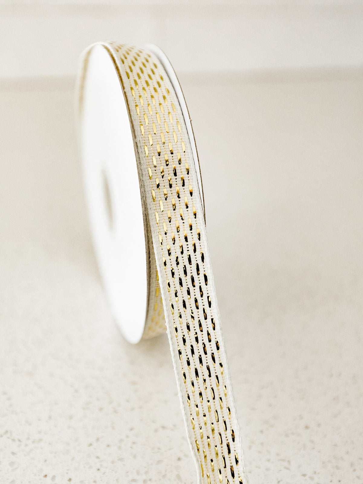 Ivory Champagne Metallic Ribbon - 25yd spool