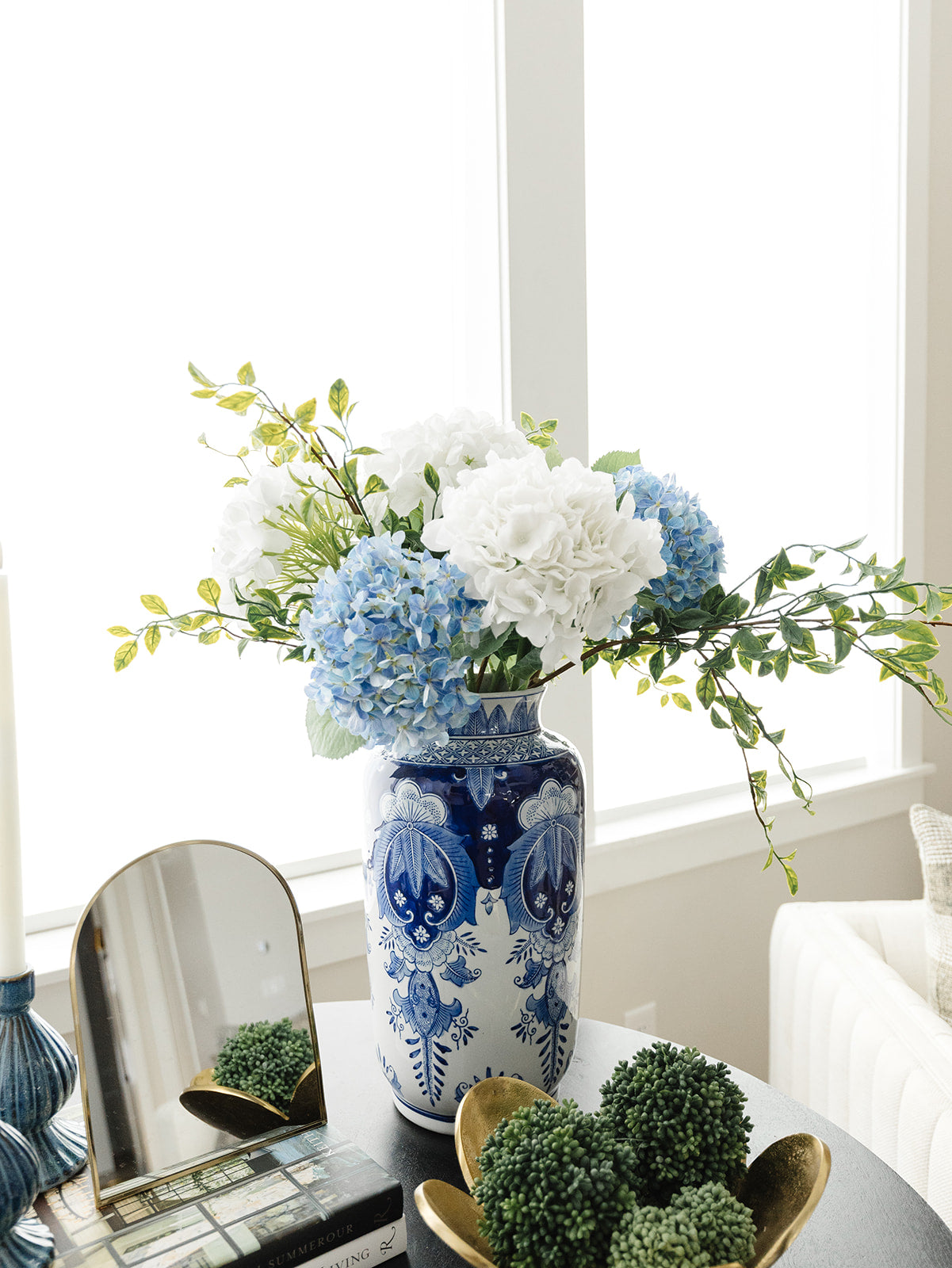 Royal Blue and White Tall Vase - (local pick up only on this item)