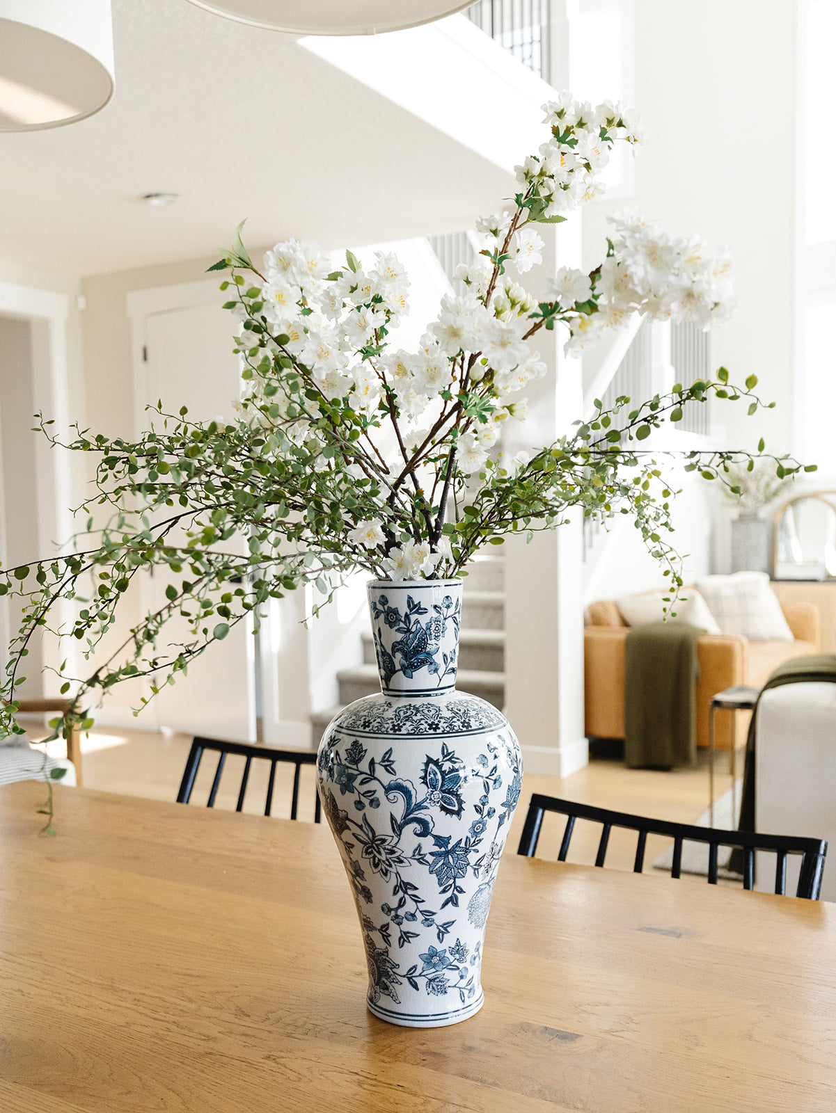 Blue and White Chinoiserie Fluted Vase - (local pick up only on this item)