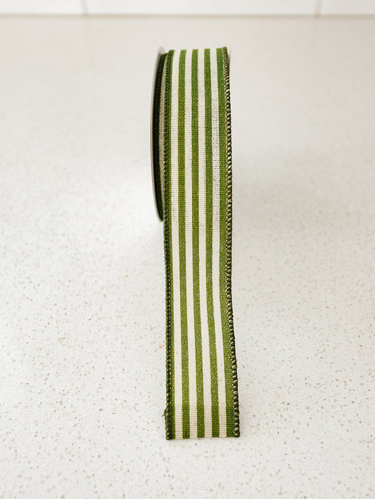 Green Striped Ribbon - 10yd spool