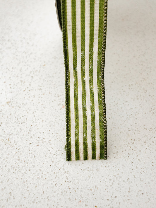 Green Striped Ribbon - 10yd spool