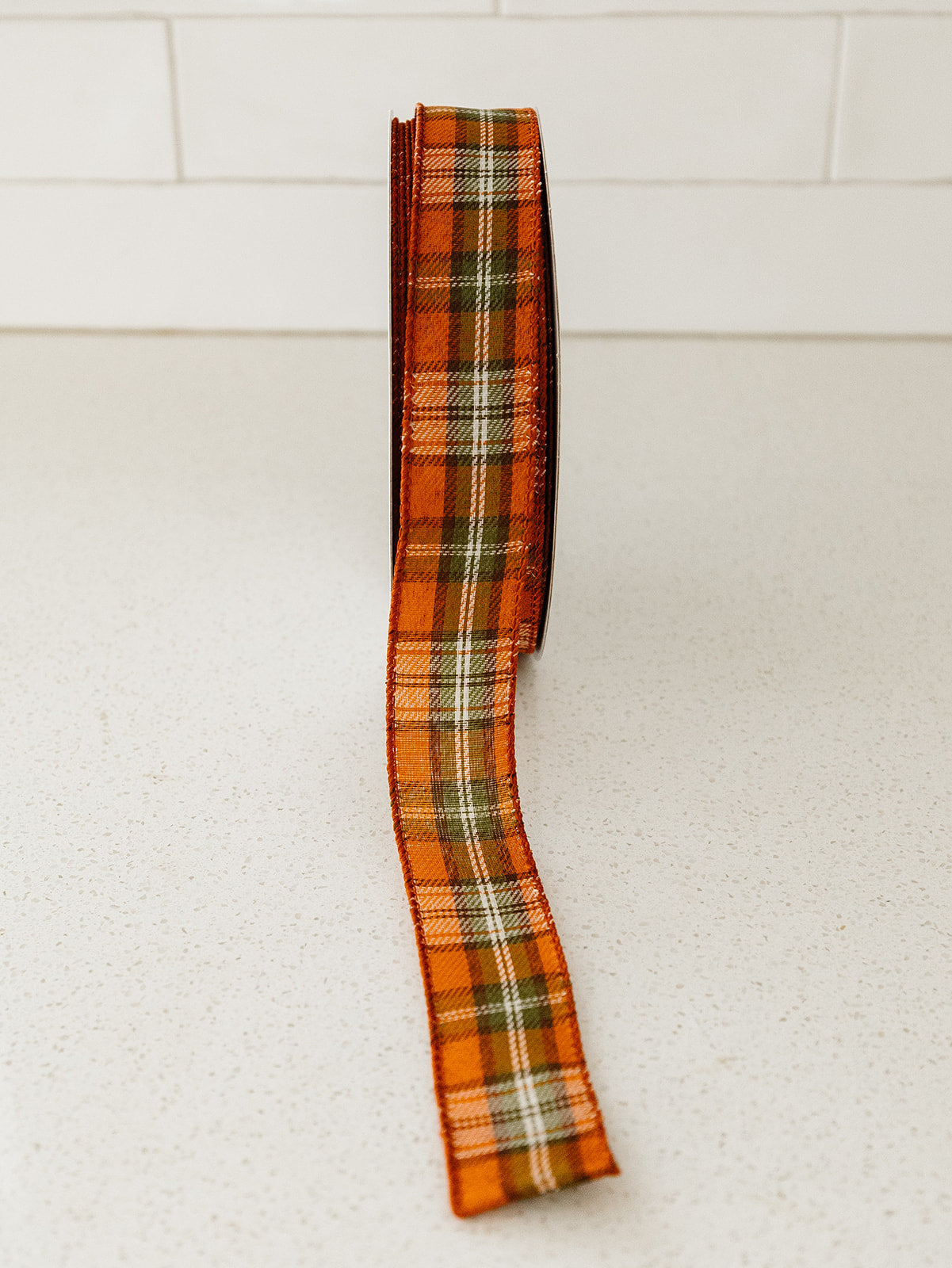 Moss Brown Cream Plaid Ribbon