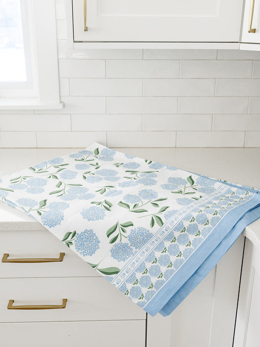 Hydrangea Block Print Design Tablecloth - 2 Sizes