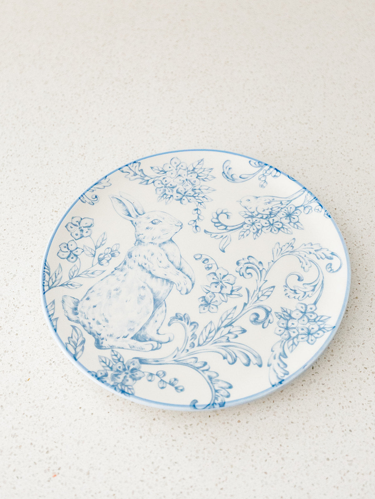 Blue and White Easter Bunny Plate - 8"