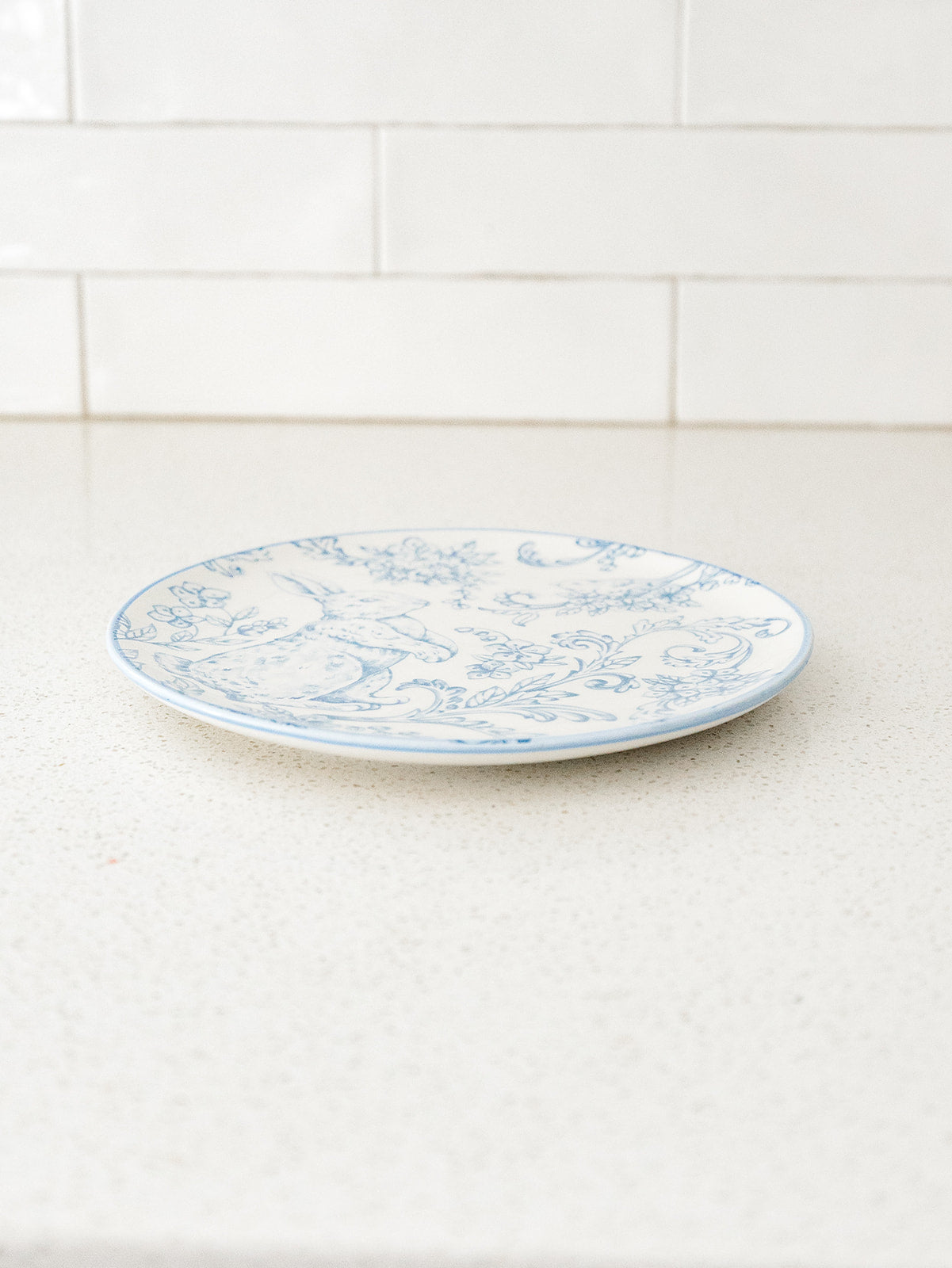 Blue and White Easter Bunny Plate - 8"