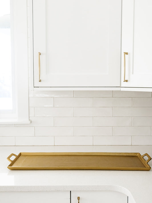 Antique Brass Rectangle Tray with Handles - 34"