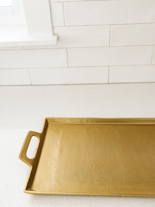 Antique Brass Rectangle Tray with Handles - 34"