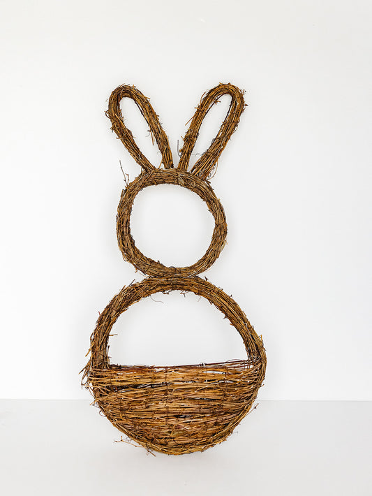 Lighted Grapevine Bunny Wreath Basket