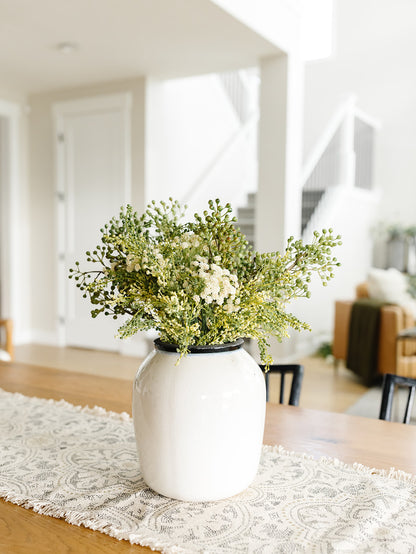 White Crackled Black Rimmed Vase - 3 Sizes