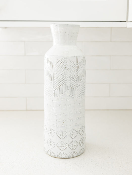 White Relief Vase