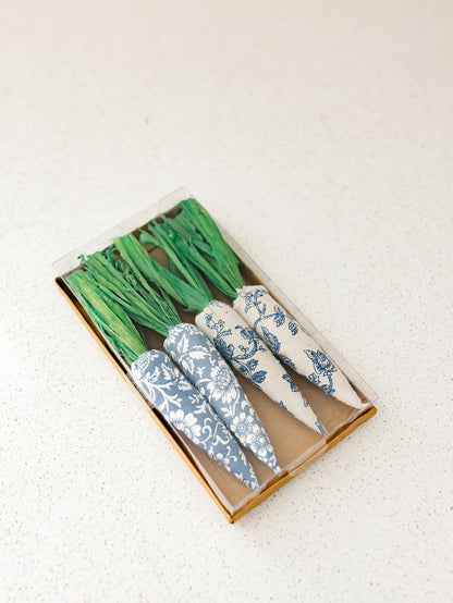 Blue Patterned Carrots - 4 Boxed