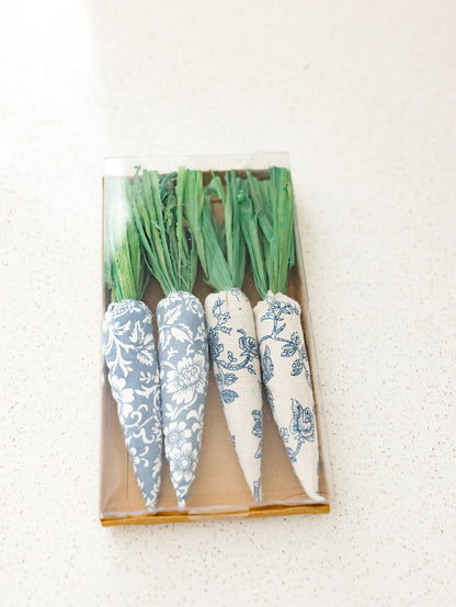 Blue Patterned Carrots - 4 Boxed