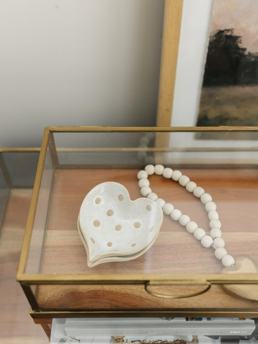 Stoneware Heart Dish with Dots