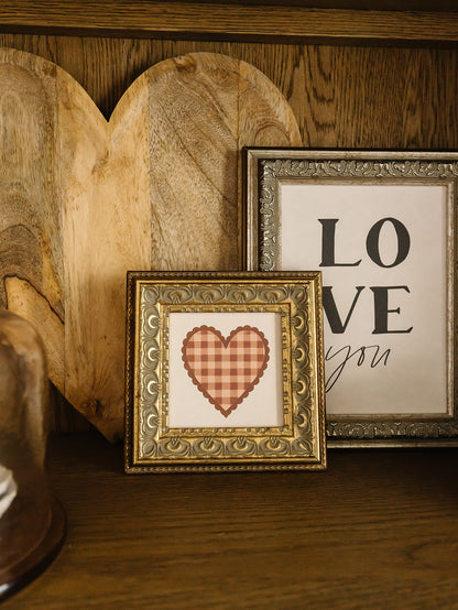 Gingham Heart Framed Art - 3 Sizes