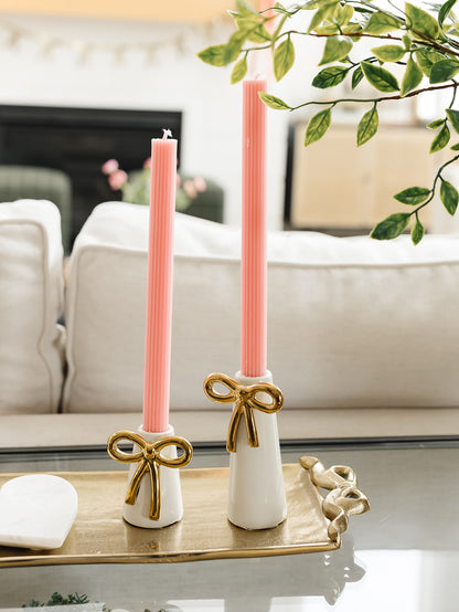 Bow Tied Taper Holder - Set of 2