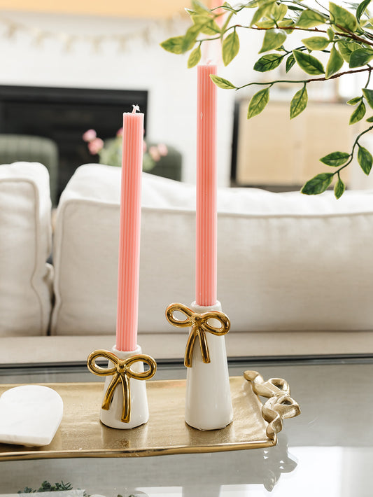 Bow Tied Taper Holder - Set of 2