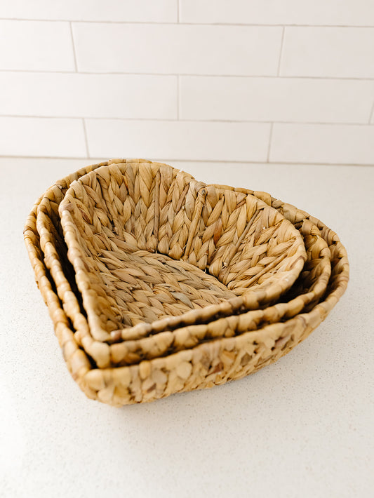 Woven Heart Baskets - 3 Sizes