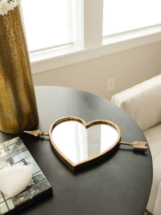 Antique Brass Heart Mirror