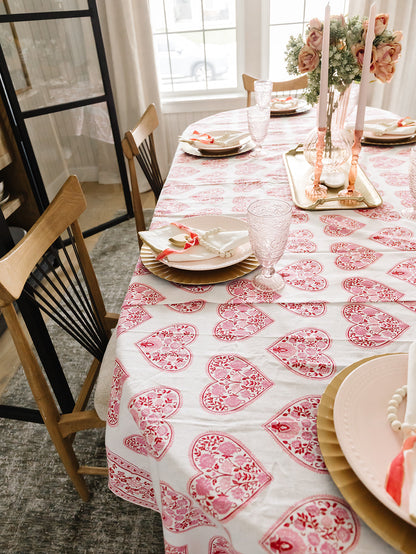 Hearts Tablecloth - 84”