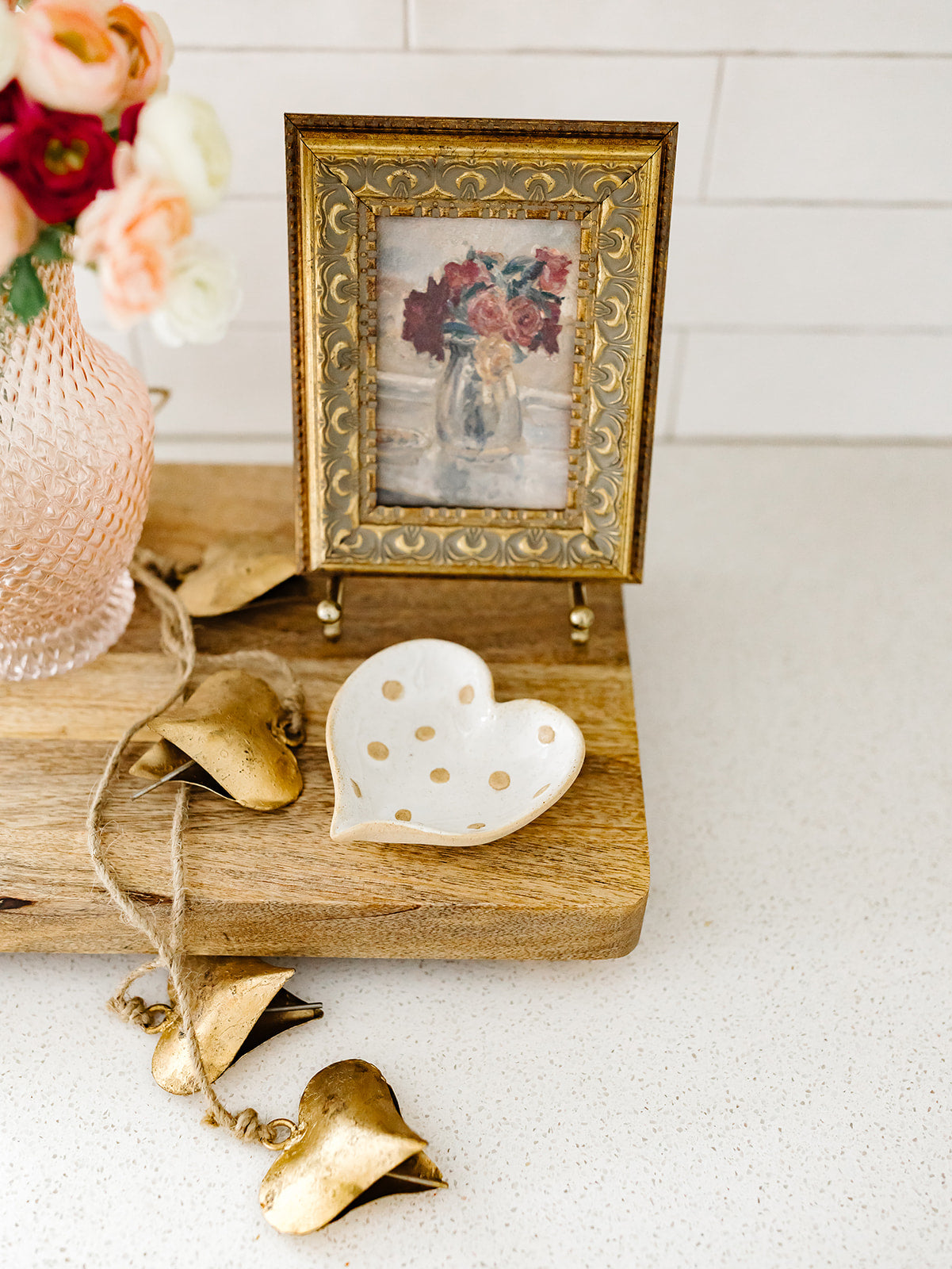 Stoneware Heart Dish with Dots