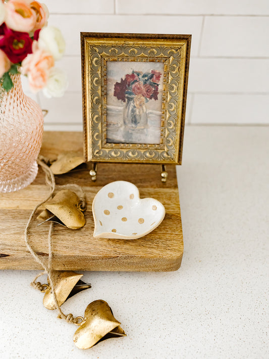 Stoneware Heart Dish with Dots