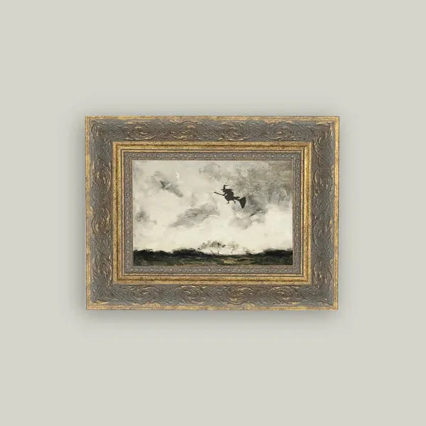 Halloween Witch Flying Framed Art