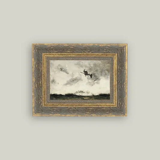 Halloween Witch Flying Framed Art